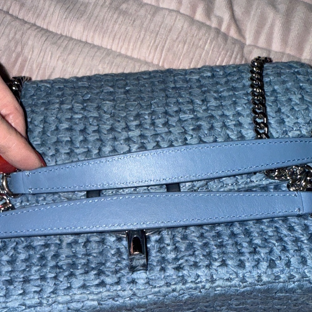 Sandro Light Blue Woven Shoulder Bag - Picture 6 of 16